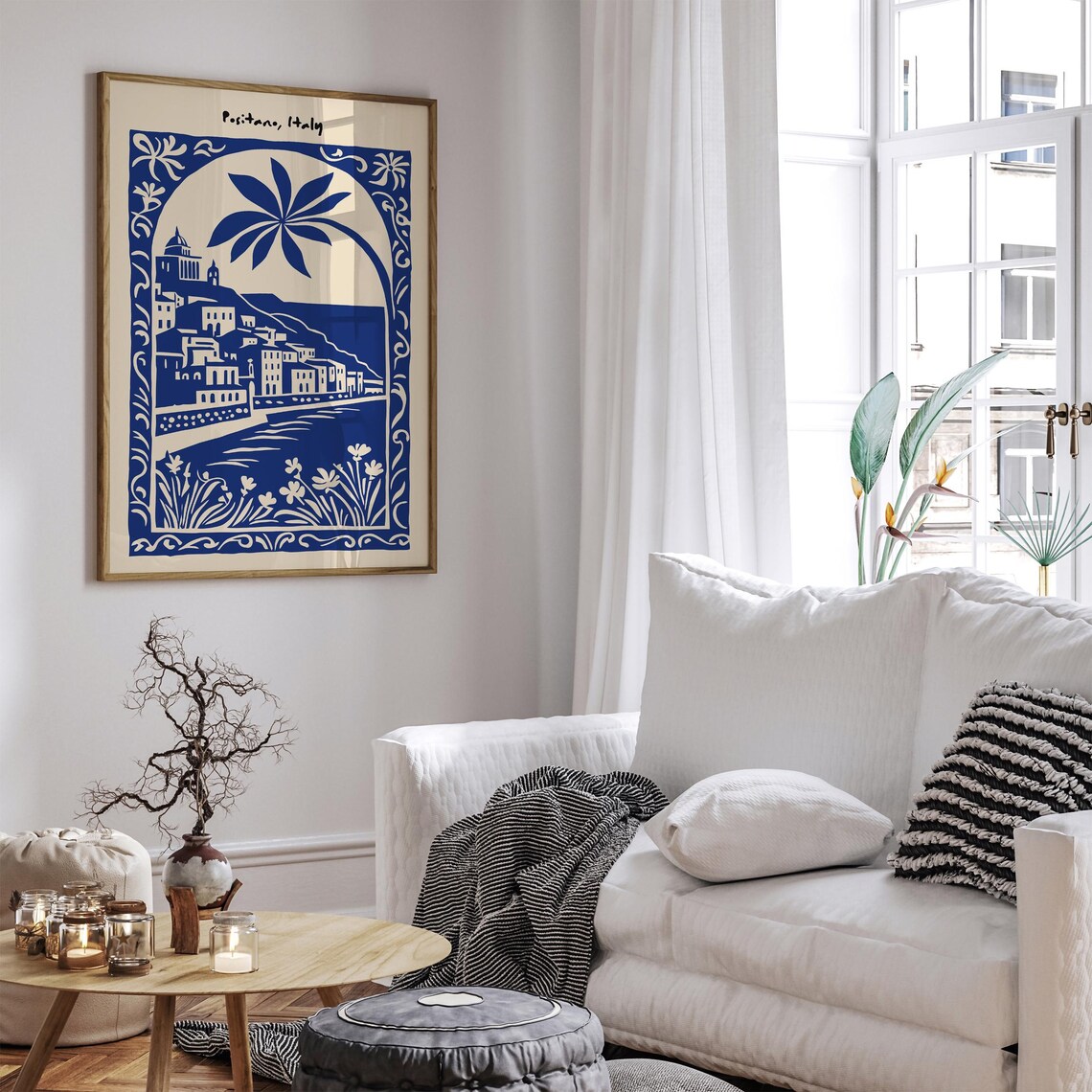 Positano Italy Blue Coastal Town Mediterranean Travel Art Poster - Image 6