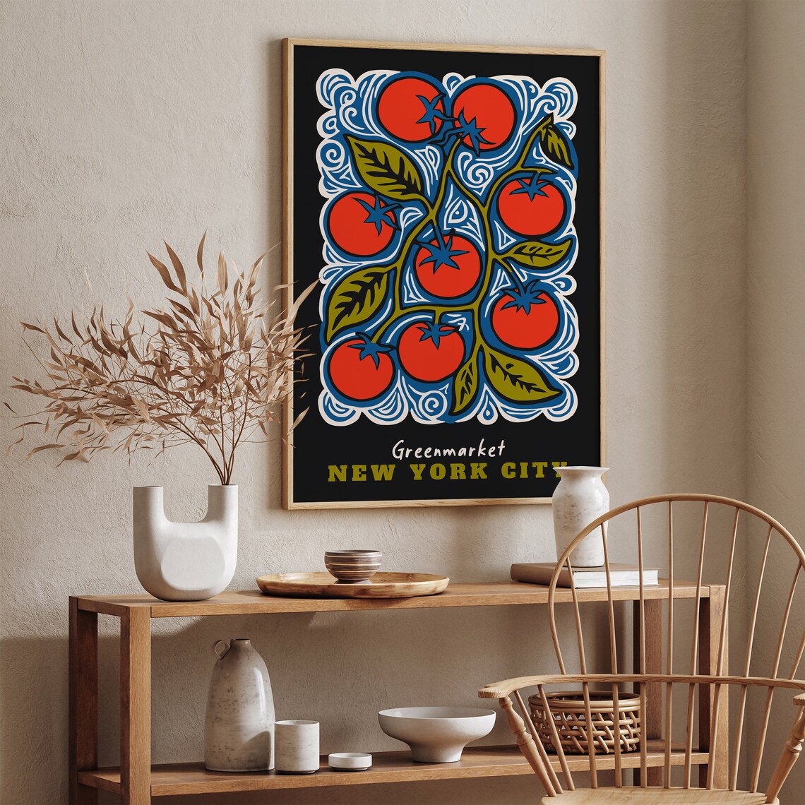 New York City Greenmarket Tomato Linocut Farmers Market Poster - Image 5