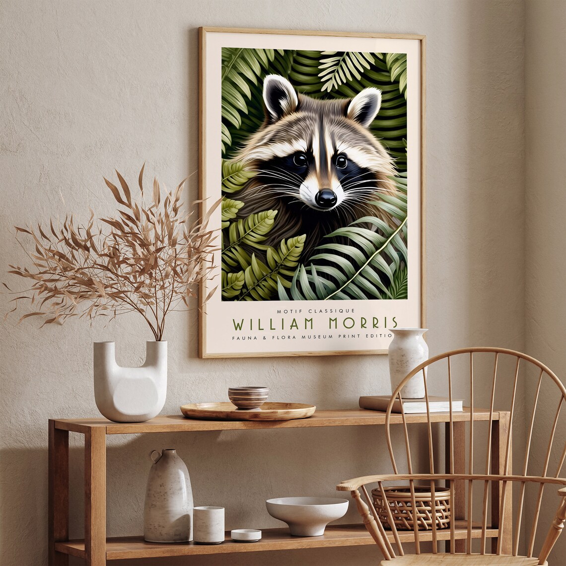 William Morris Motif Classique Raccoon Ferns Wildlife Art Poster - Image 2