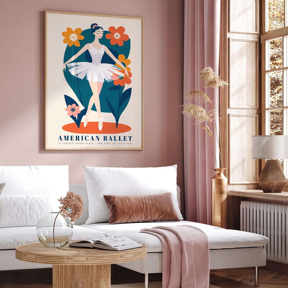 American Ballet New York Lincoln Center Floral Ballerina Poster - Image 2