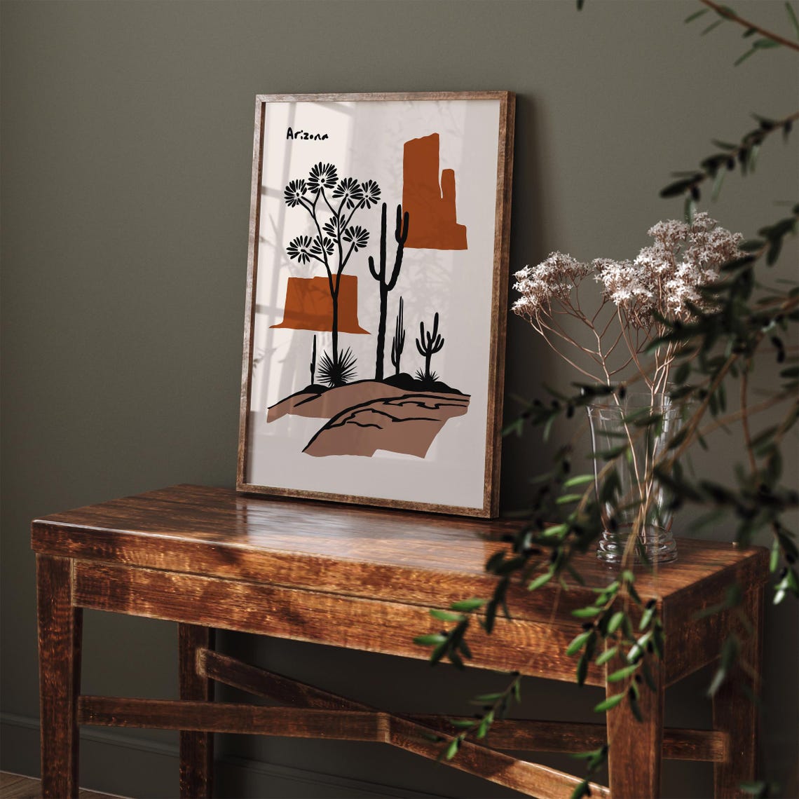 Arizona Modern Minimalist Cactus Mesa Desert Boho Style Poster - Image 3