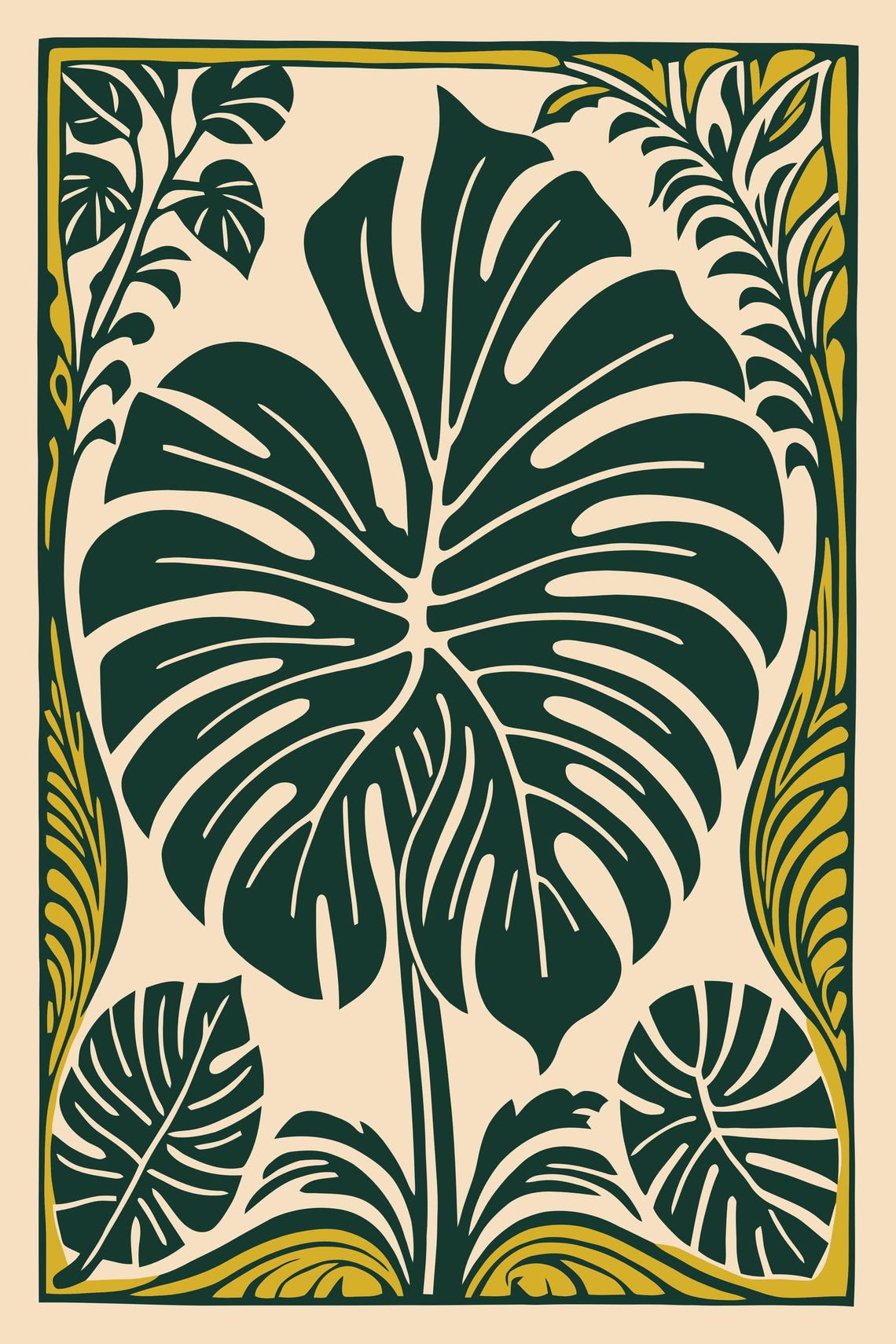 Deep Green Monstera Leaf Boho Tropical Botanical Decor Poster - Image 6