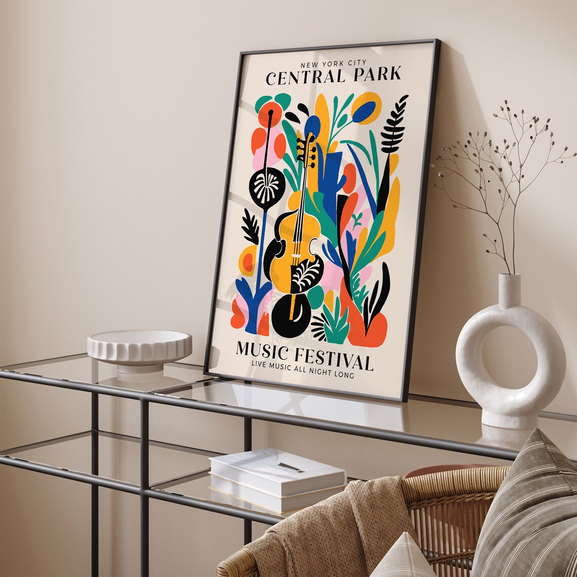 Central Park Music Festival New York City Violin Floral Poster - Image 4