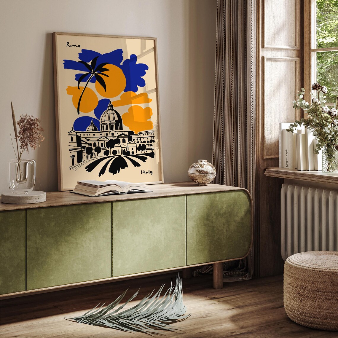 Rome Italy Saint Peters Basilica Blue Orange Sky Travel Poster - Image 3