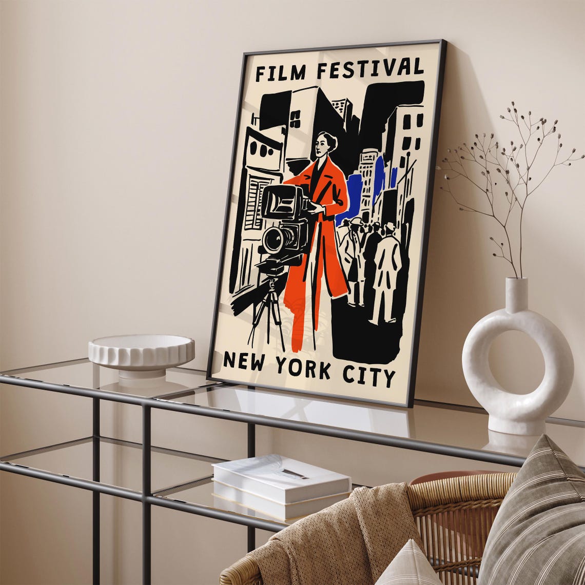Retro Movie Festival Poster Nyc Art Print Vintage Film Festival Wall Art Nyc Movie Fest Print Mid Century Modern Art Cinematic Poster - Image 2