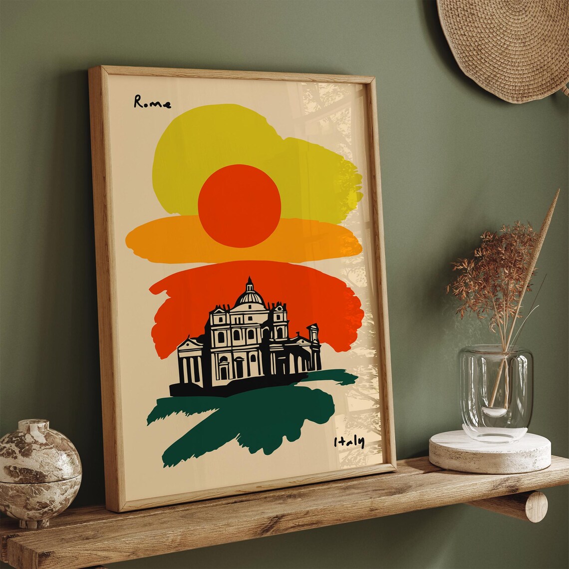 Rome Italy Saint Peters Basilica Retro Sunset Travel Art Poster - Image 4