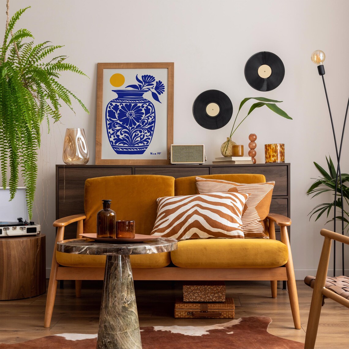 Blue Floral Vase Golden Sun Nice 97 Modern Botanical Wall Poster - Image 5