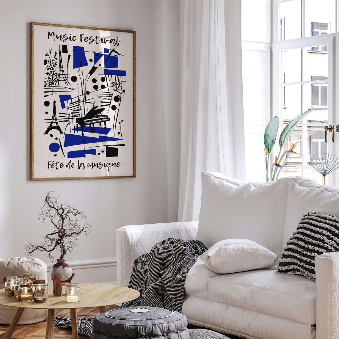 Fête de la Musique Abstract Jazz Piano Blue Black Art Poster - Image 5