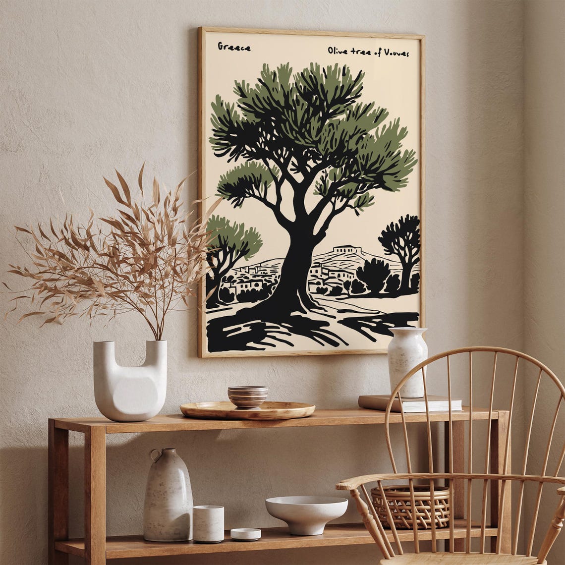 Olive Tree of Vouves Ancient Greece Vintage Landscape Art Poster - Image 2