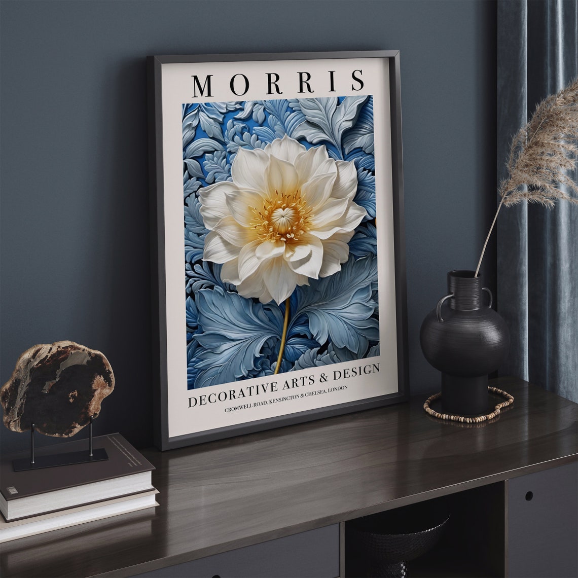 Morris Decorative Arts Design White Flower Blue Exhibition Poster - Image 5