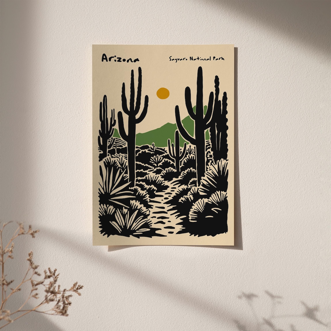 Arizona Saguaro National Park Cactus Desert Sunset Art Poster - Image 6