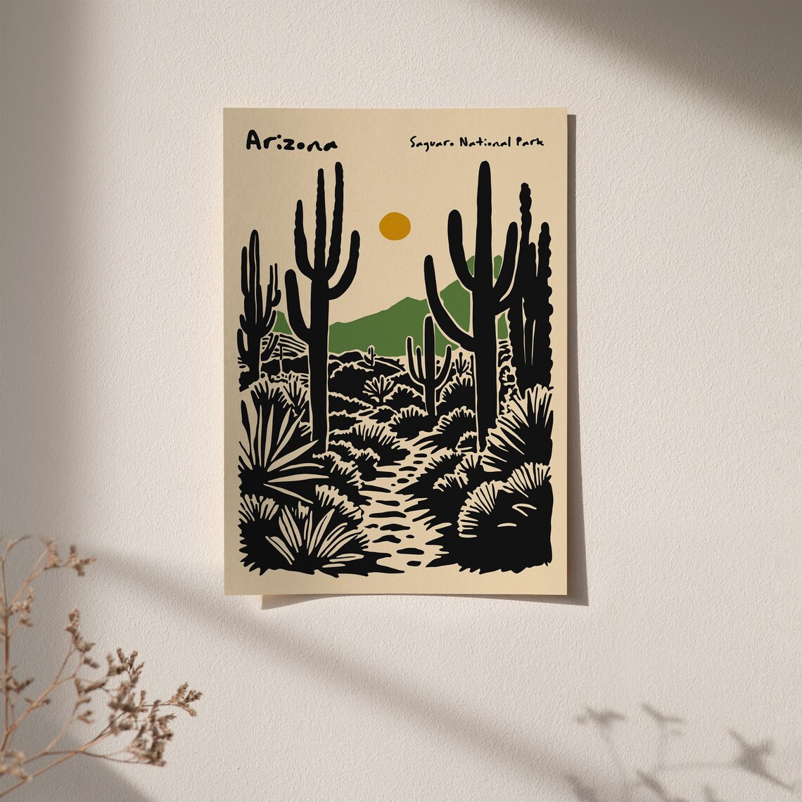 Arizona Saguaro National Park Poster Retro Farmhouse Wall Decor Print For Travel Lovers Airbnb Wall Decor Landscape Poster Travel Print - Image 6