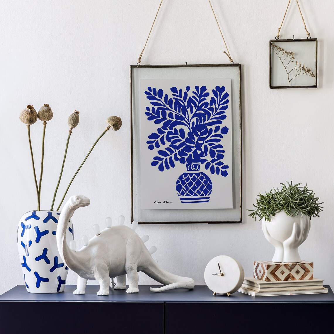 Cote d'Azur Blue Floral Bouquet Vase Matisse Style Art Poster - Image 4