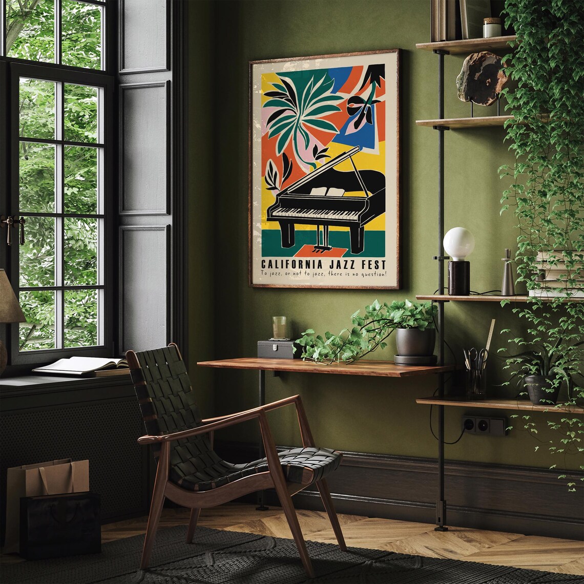 California Jazz Fest Grand Piano Colorful Tropical Music Poster - Image 4