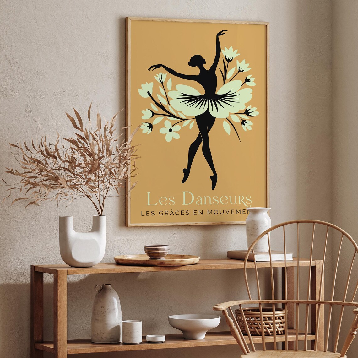 Les Danseurs Mustard Floral Ballerina French Ballet Festival Poster - Image 2