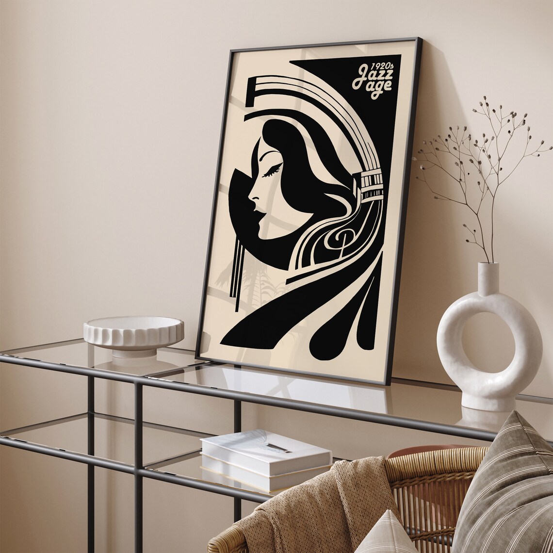 1920s Jazz Age Art Deco Woman Silhouette Vintage Music Poster - Image 2