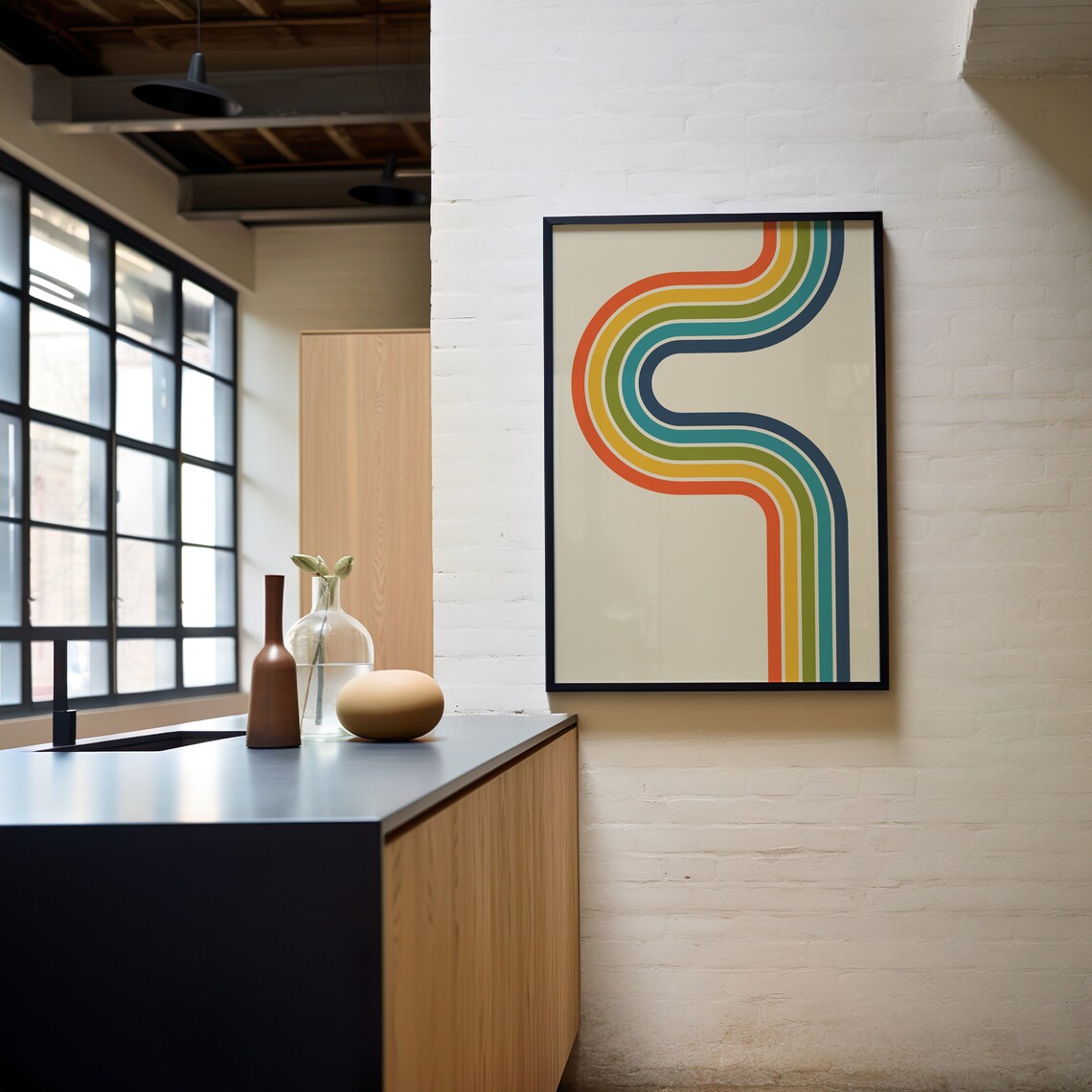 Retro Geometric Art Print, Groovy Abstract Decor - Image 3
