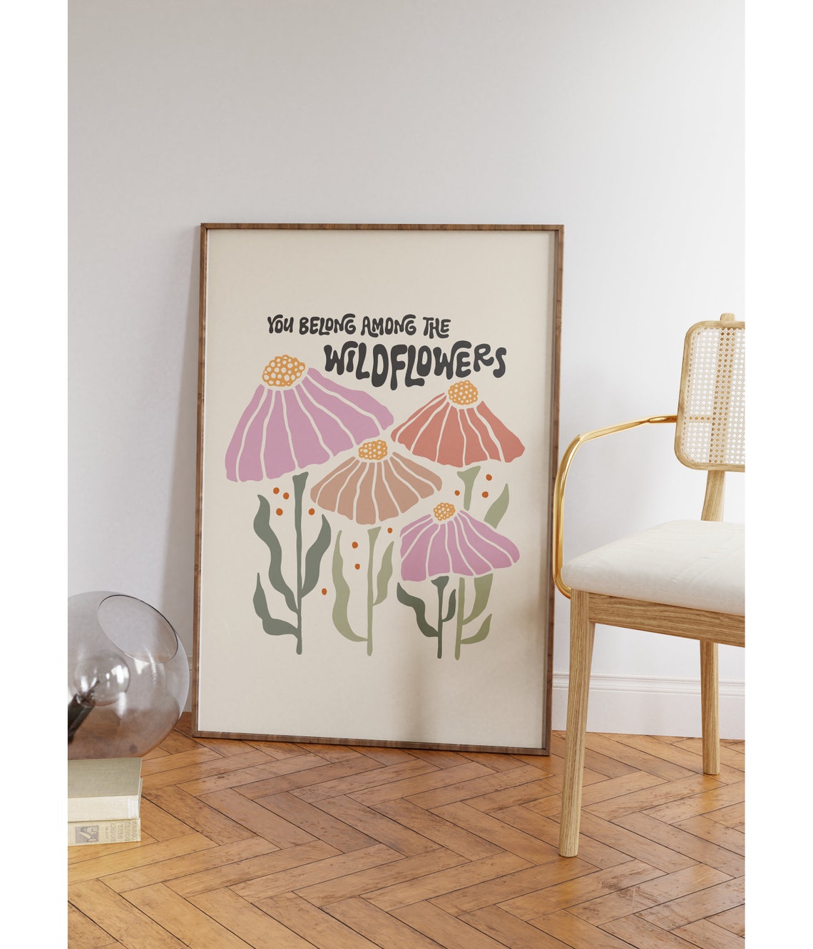 You Belong Among the Wildflowers Poster Retro Floral Quote Decor - Image 3
