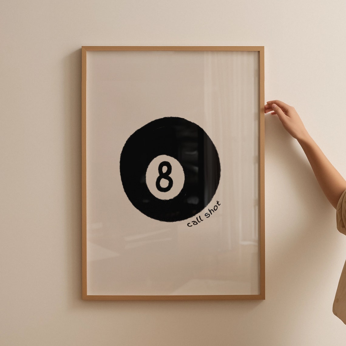 Call Shot 8 Ball Black Retro Minimalist Pool Billiards Art Poster - Image 4