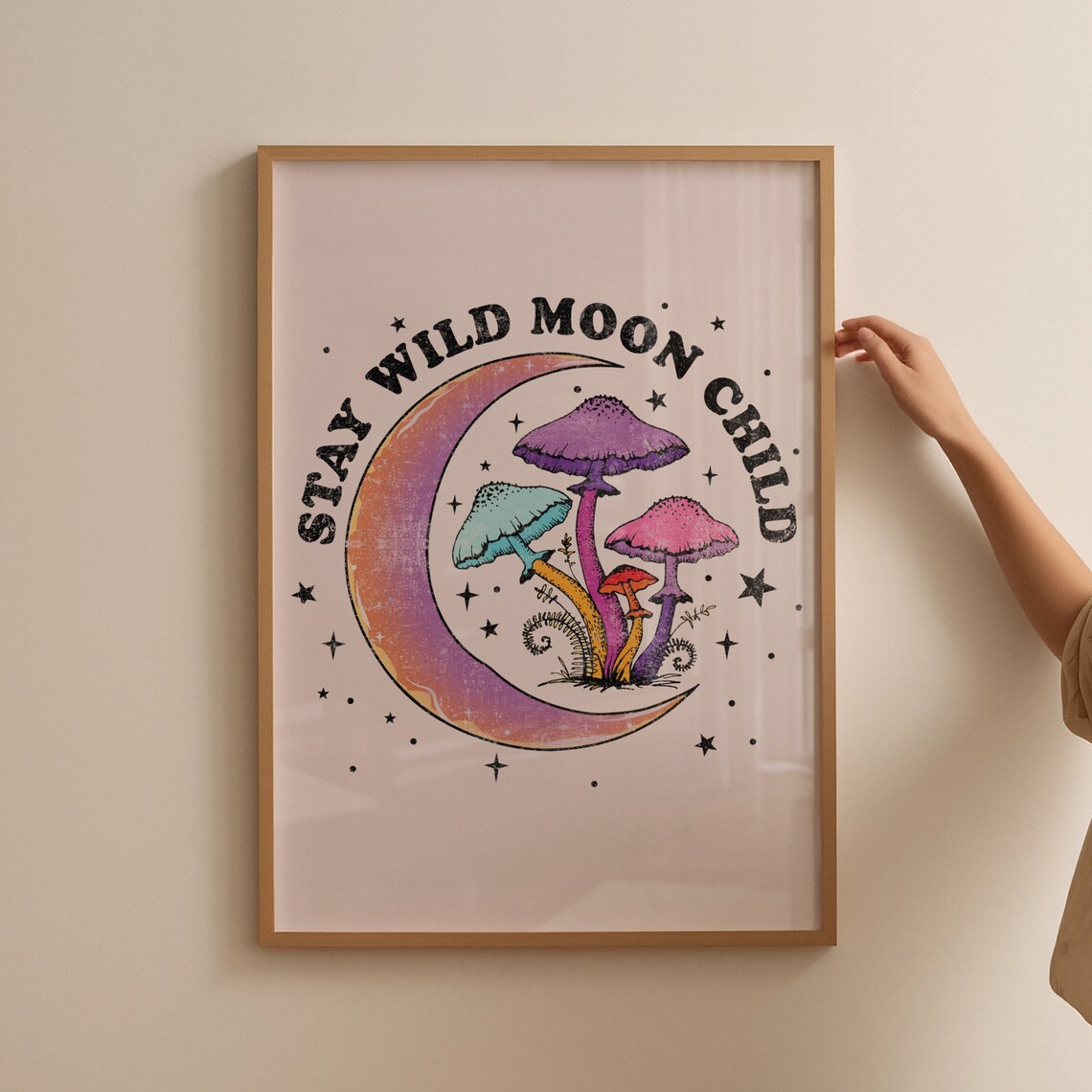 Stay Wild Moon Child Retro Quote Art Print