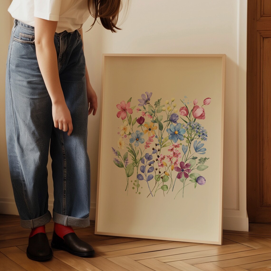 Wildflower Watercolor Bouquet Soft Pastel Floral Botanical Poster - Image 2