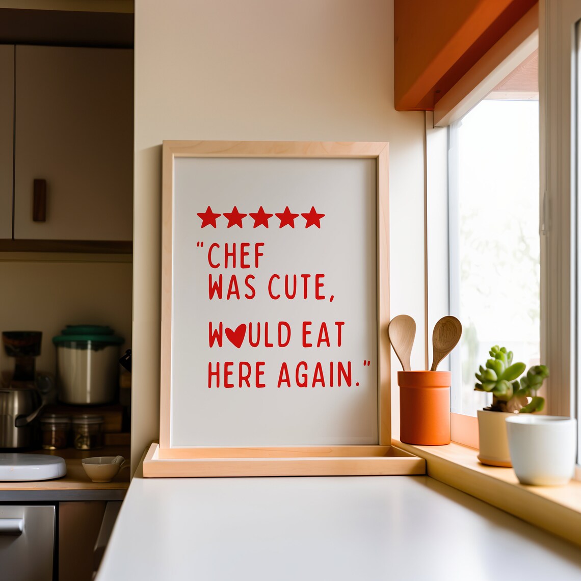 Cute Cooking Heart Kitchen Art Print, Minimalist - Image 2