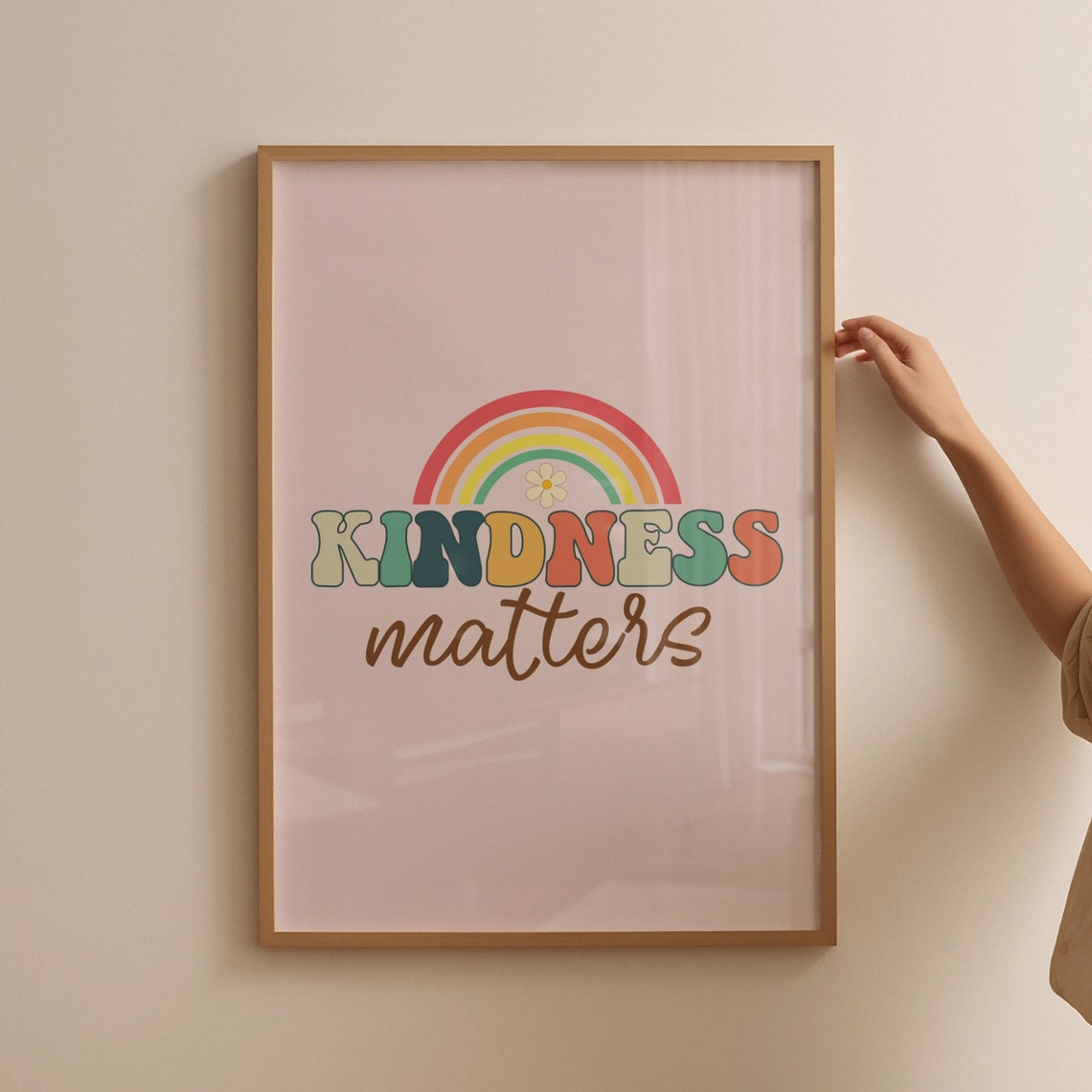 Kindness Matters Retro Rainbow Groovy Positive Quote Classroom Poster - Image 4
