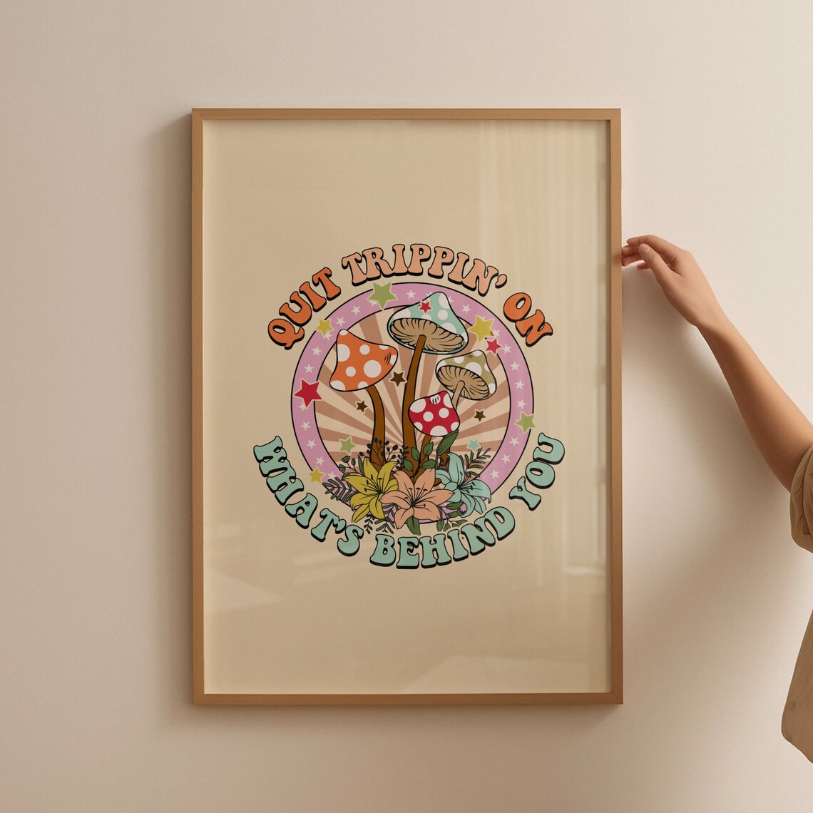 Cute Retro Wall Art Inspirational Poster Retro Wall Art Retro Poster Mushroom Print Wall Decor Art
