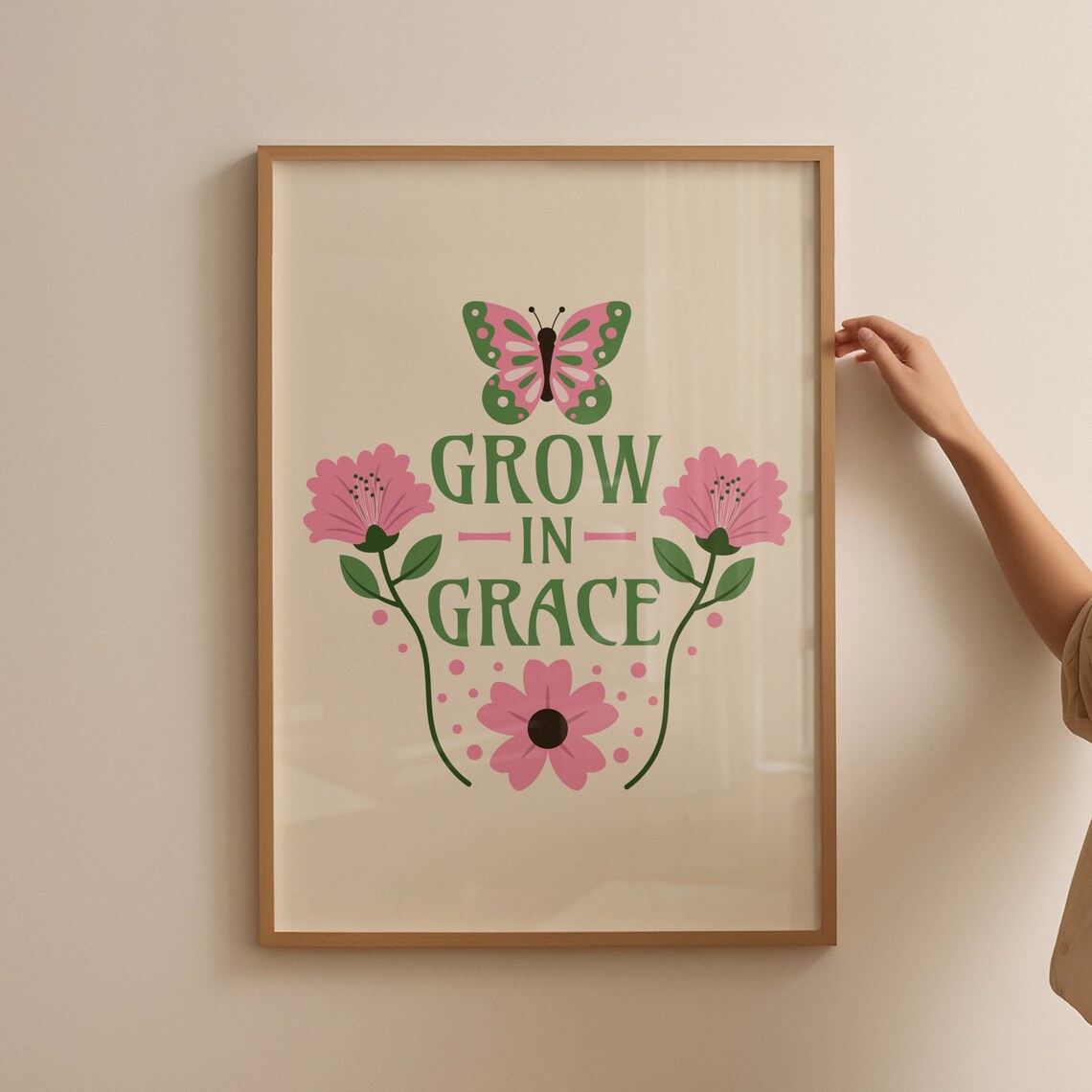 Bible Verse Wall Art Grow In Grace Flower Wall Art Floral Christian Poster Wall Art Bible Wall Art Print Christian Gifts - Image 4