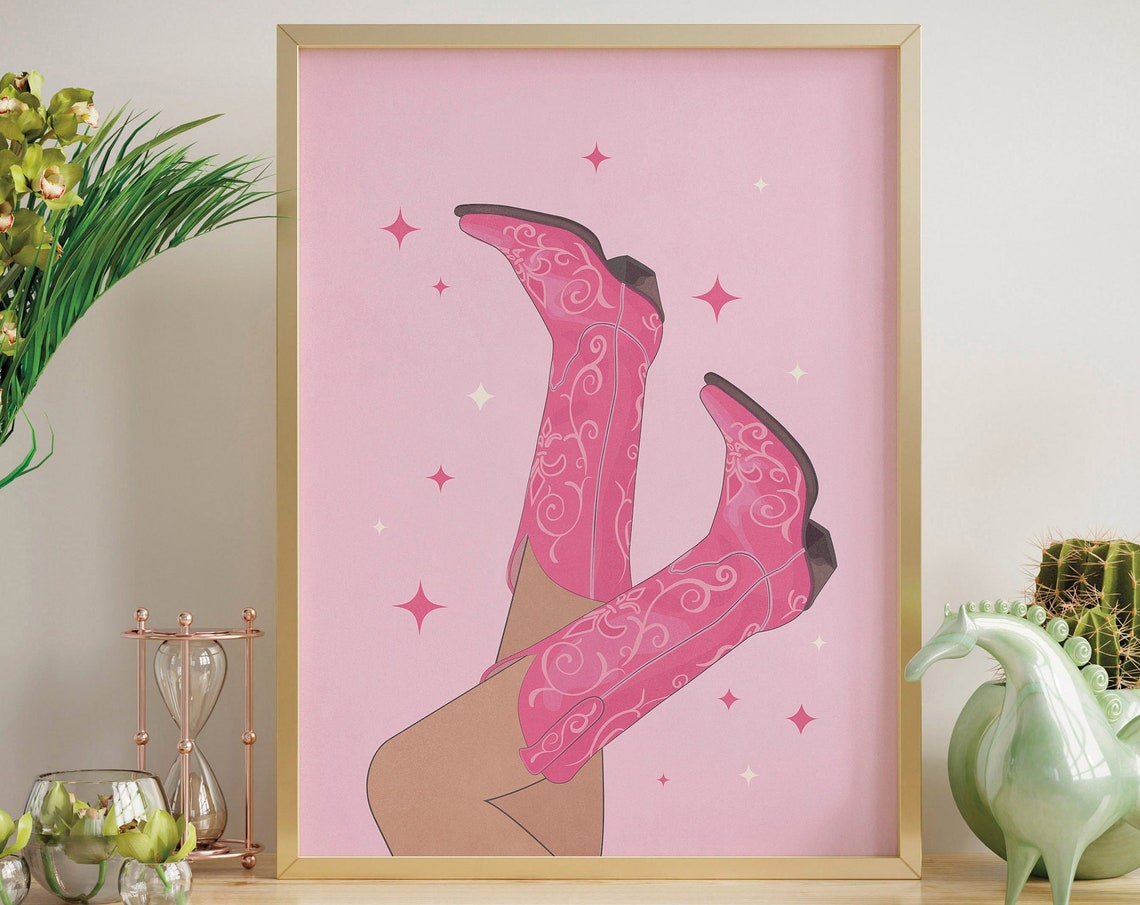 Aesthetic Wall Art Coastal Cowgirl Decor Pink Prints Trendy Retro Wall Art Pink Room Decor Party Poster Coastal Cowgirl Wall Art - Image 3