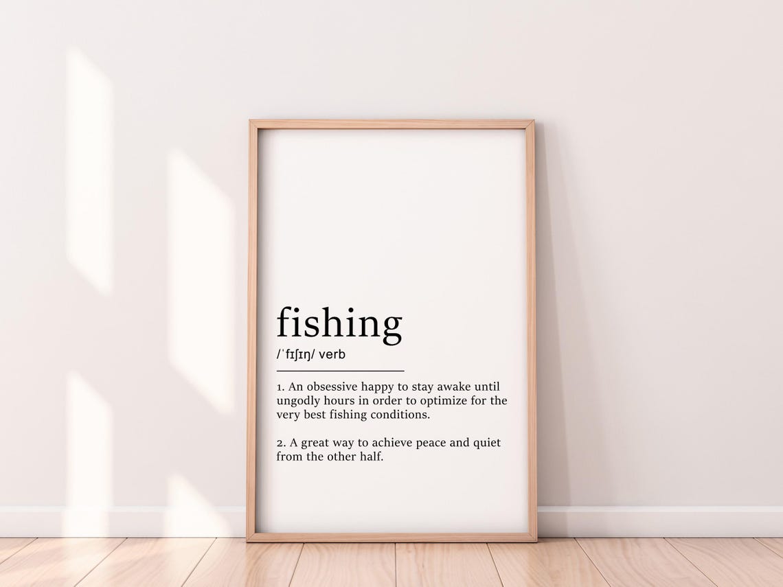 Fishing Definition Quote Poster Bass Fishing Home Art Funny Fishing Poster Course Fishing Outdoor Print Funny Quotes Typography Decor