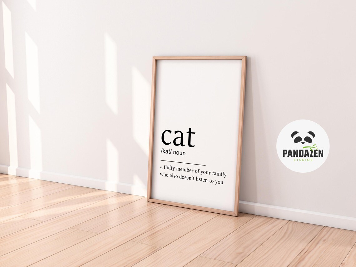 Cat Definition Fluffy Family Member Funny Pet Typography Poster - Image 8