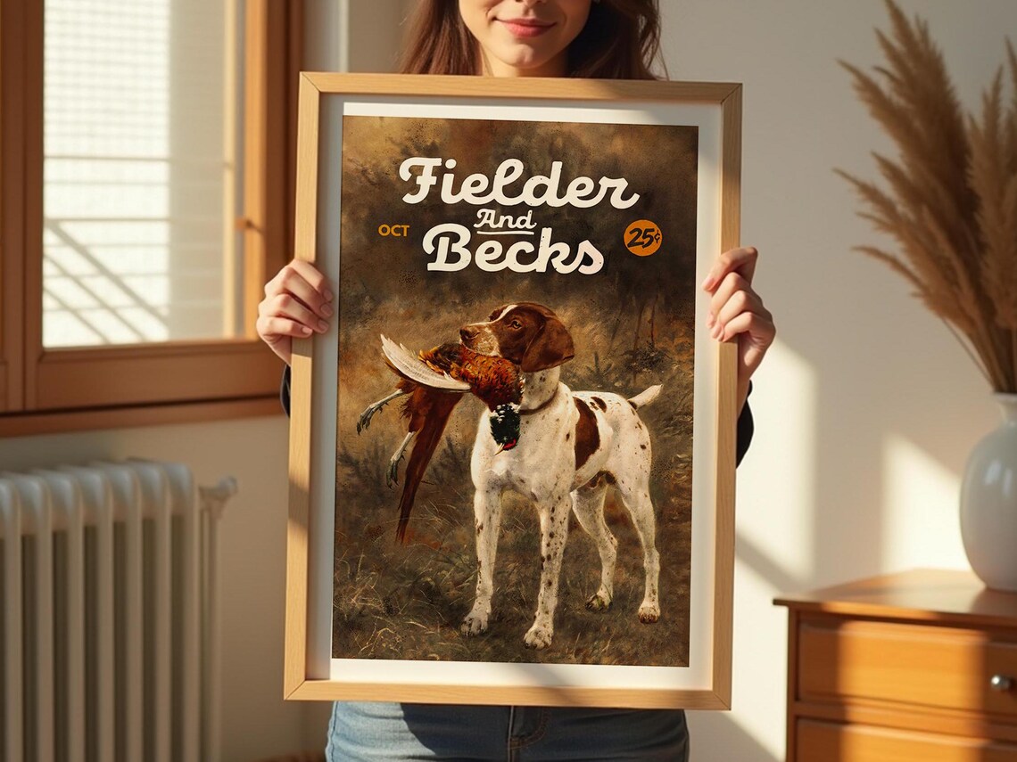 Retro Hunting Dog Art Print, Vintage Outdoorsman Decor - Image 2