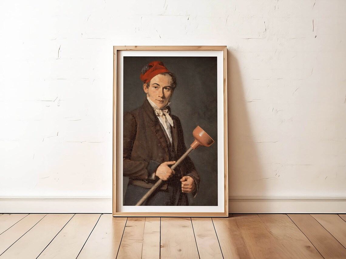 Funny Bathroom Plunger Classical Painting Poster Print