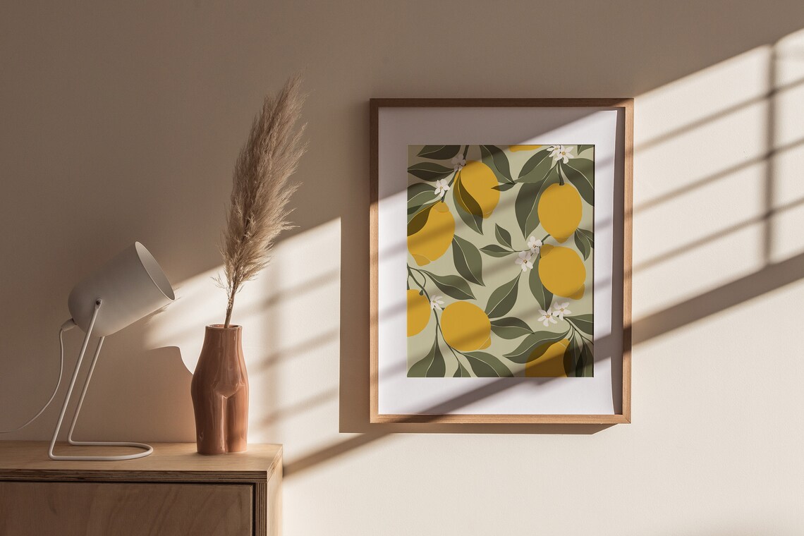 Lemons Print Abstract Botanical Art Poster - Image 2