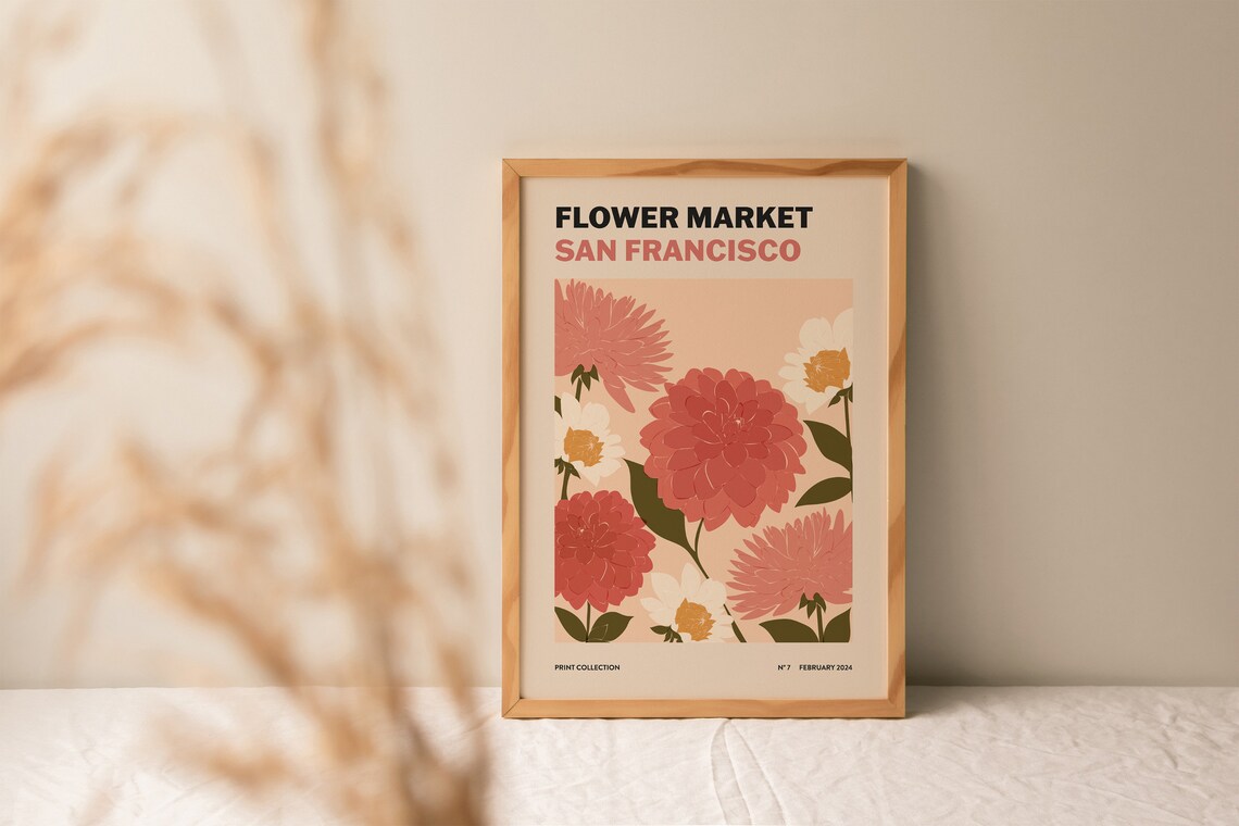 Flower Market Print, San Francisco Dahlia Art Print - Image 2