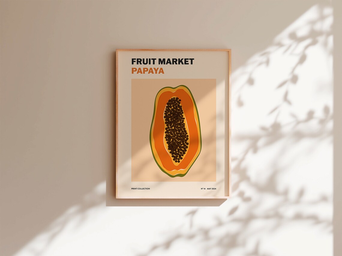 Papaya Fruit Market Abstract Fruit Art Print - Image 2