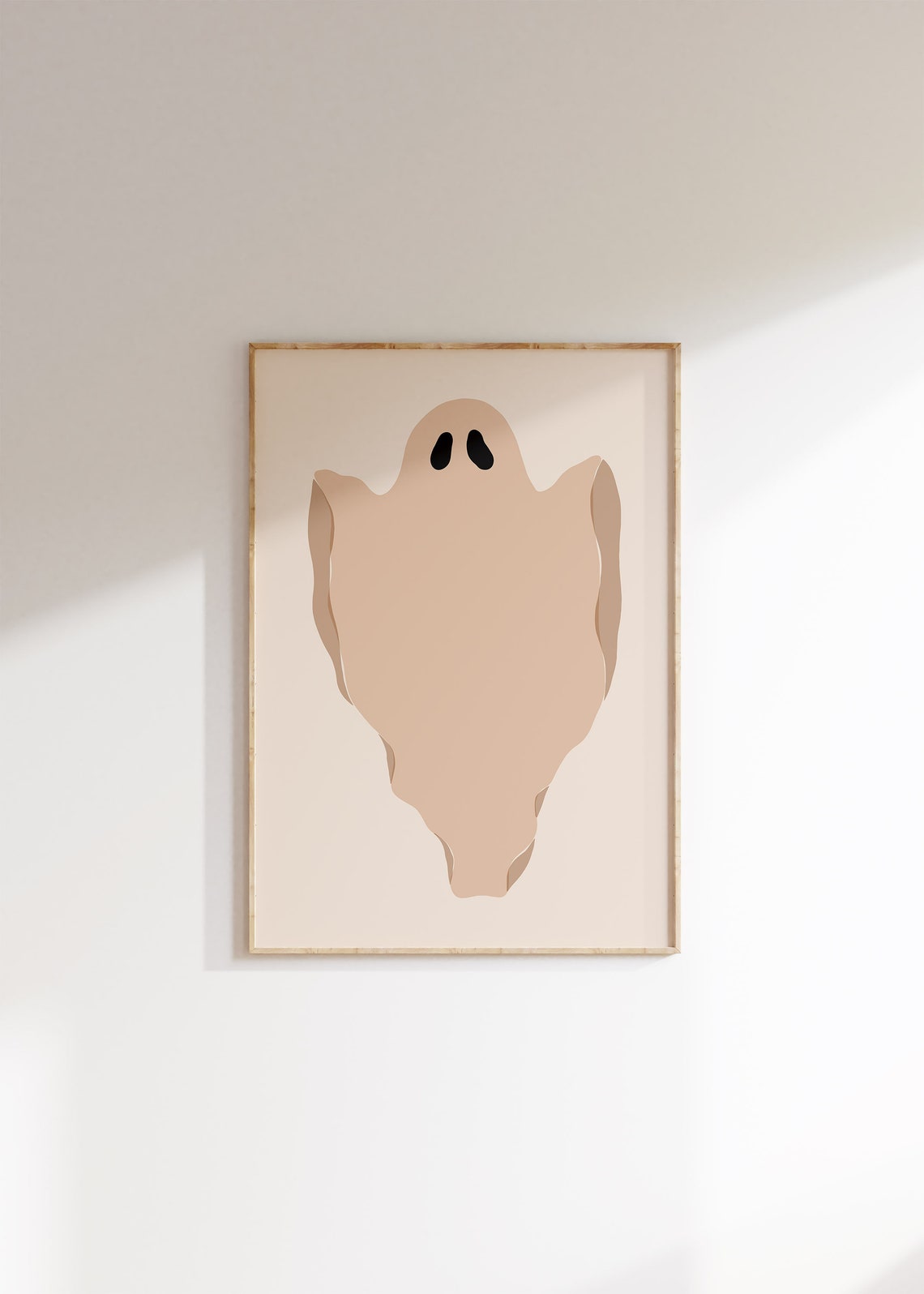 Cute Minimalist Ghost Neutral Beige Spooky Halloween Wall Art - Image 2