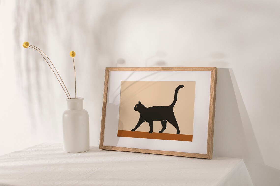 Black Cat Halloween Poster, Modern Bohemian Art Print - Image 2