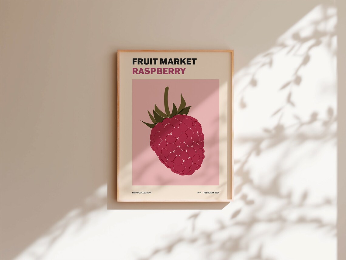 Raspberry Fruit Market Abstract Art Print