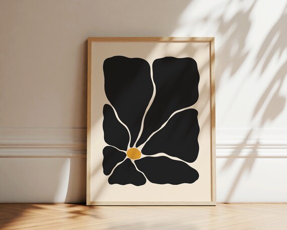 Retro Abstract Flower Art Print Groovy Flower Poster Matisse Inspired Print 70s Floral Artwork Trendy Retro Botanical Art