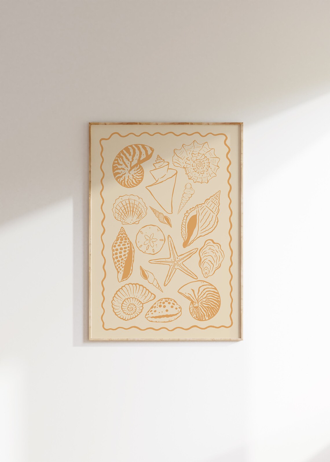 Seashells Art Print, Boho Coastal Line Art