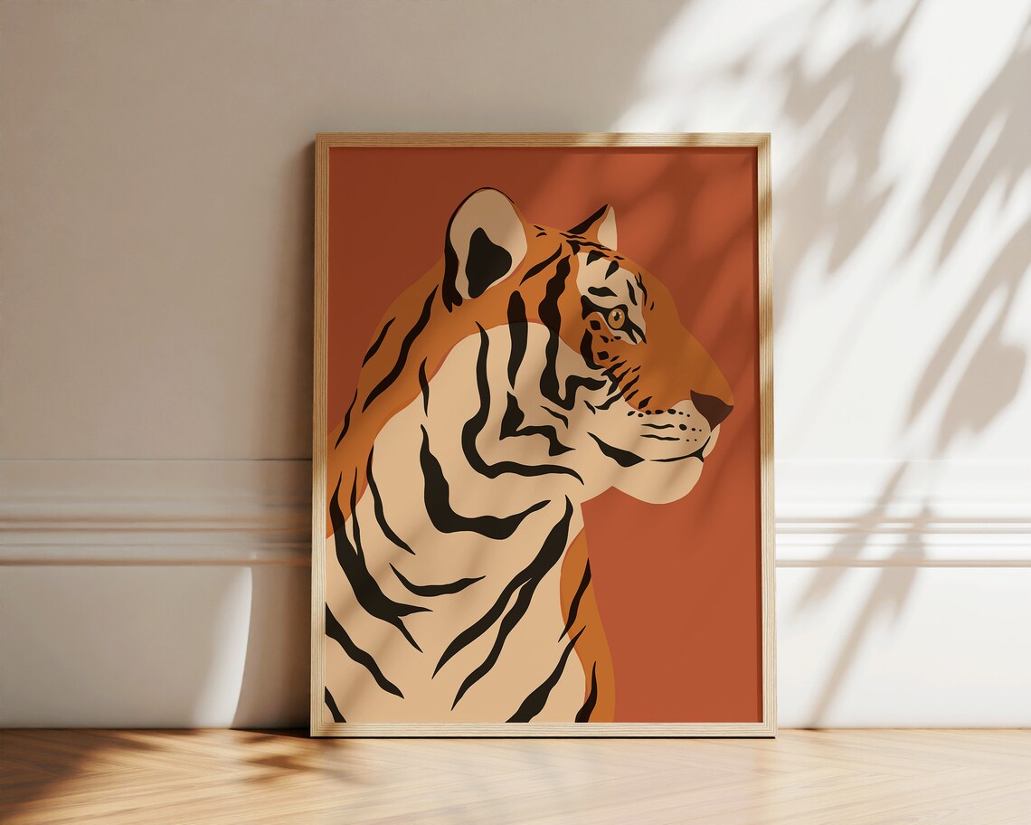 Tiger Art Print, Modern Boho Jungle Safari