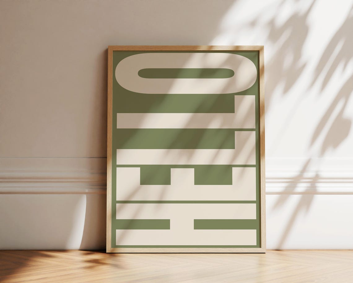 Hello Bold Retro Modern Greeting Typography Sage Green Poster