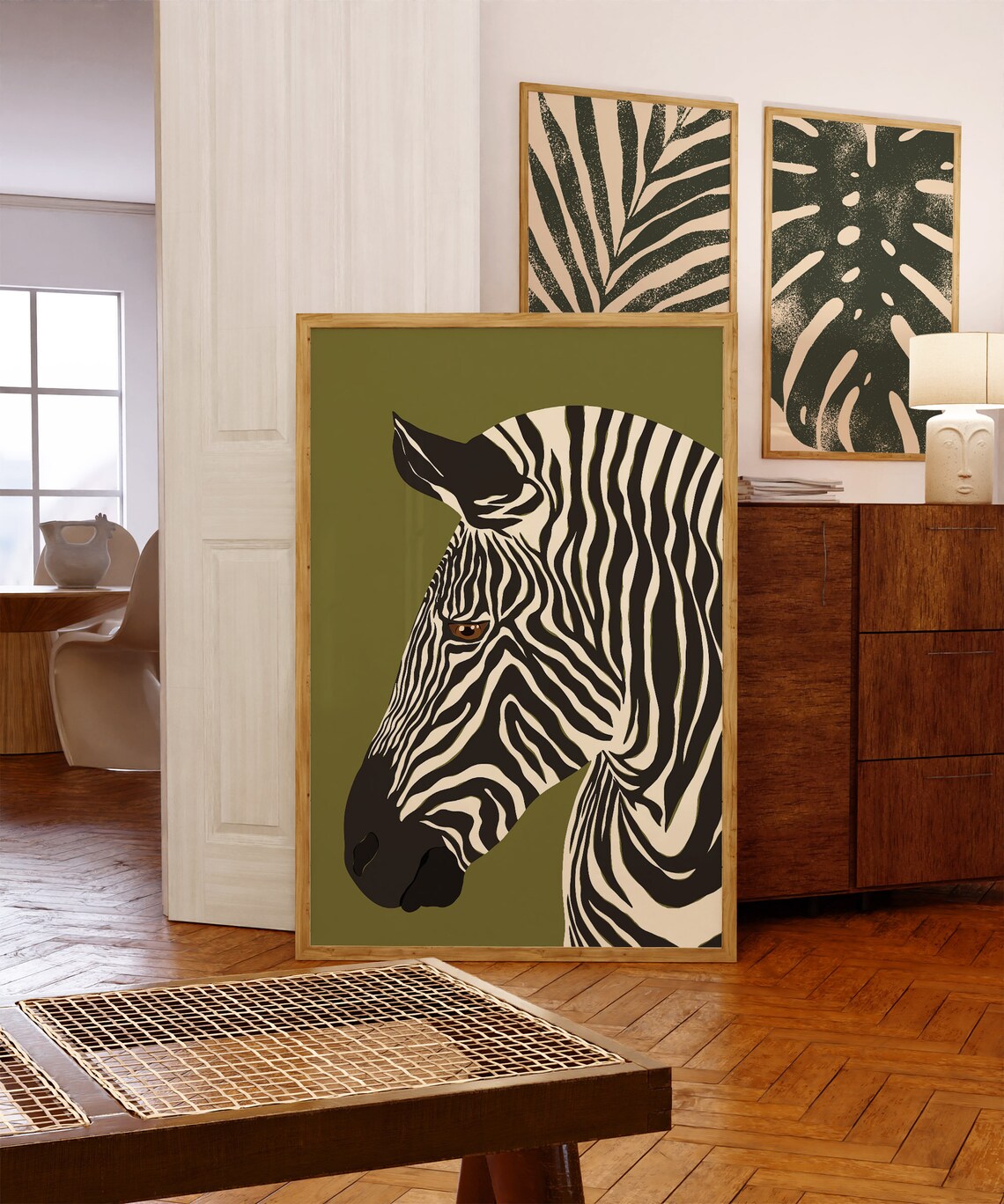 Zebra Art Print, Modern Boho Jungle Safari