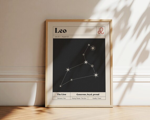 Leo Star Constellation Art Print, Neutral Zodiac Decor