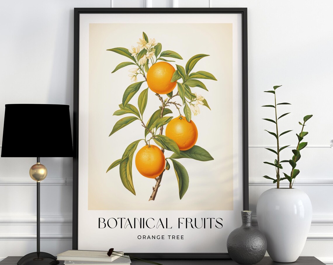 Orange Tree Botanical Print, Vintage Citrus Poster