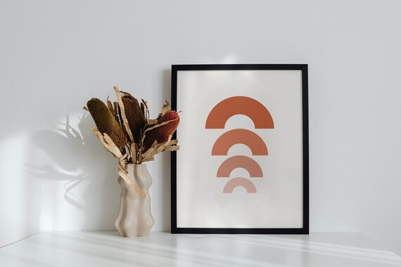 Terracotta Rainbow Arch Abstract Minimalist Modern Boho Geometric Poster