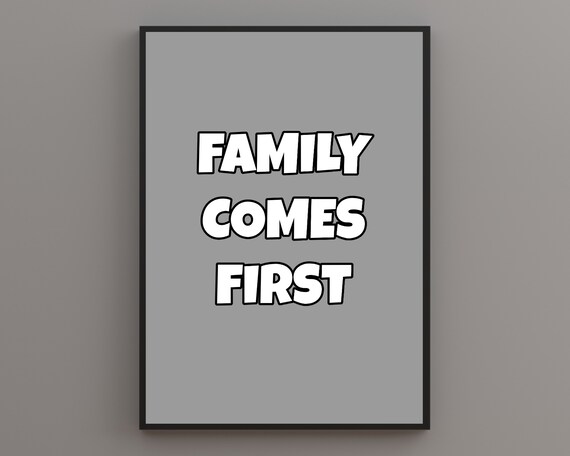 Family Comes First Print Quote Print Retro Prints Boho Quotes Boho Wall Art Typographic Art Gallery Wall Print