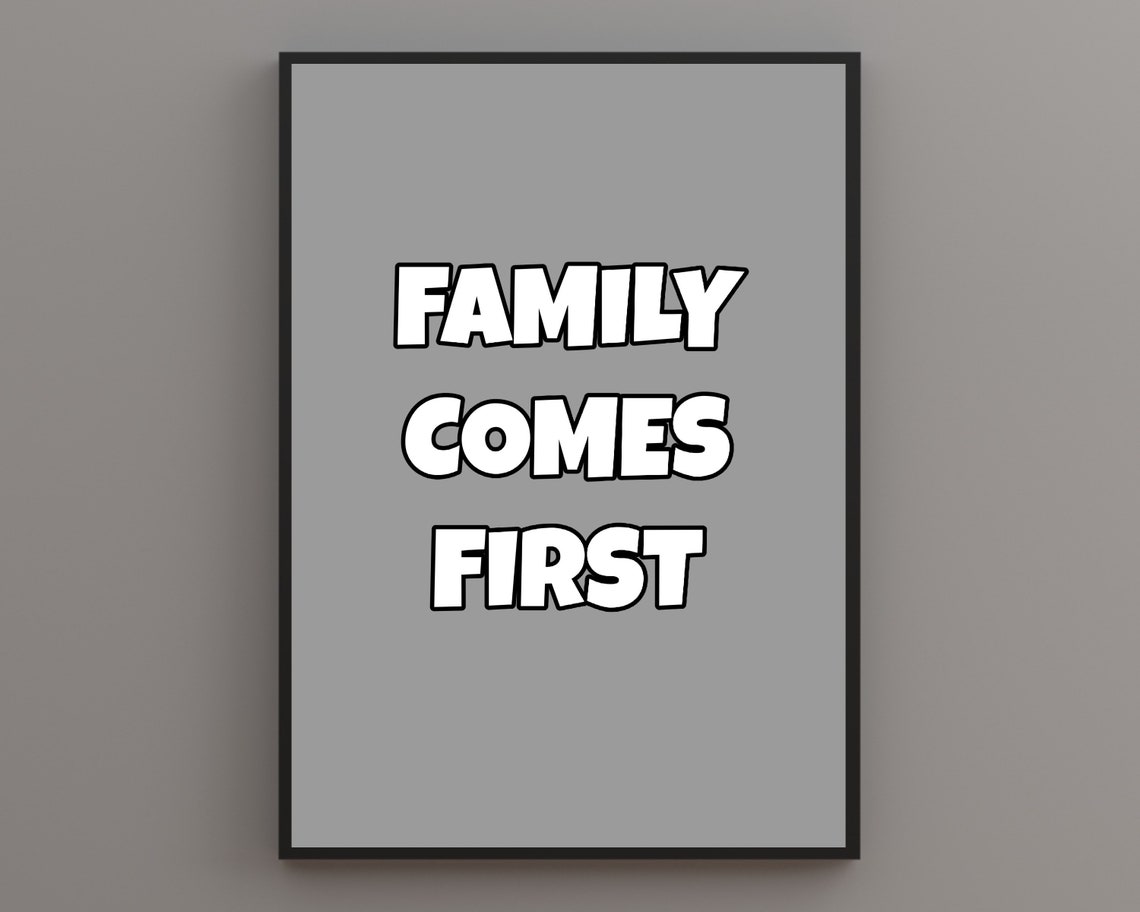 Family Comes First Print Quote Print Retro Prints Boho Quotes Boho Wall Art Typographic Art Gallery Wall Print